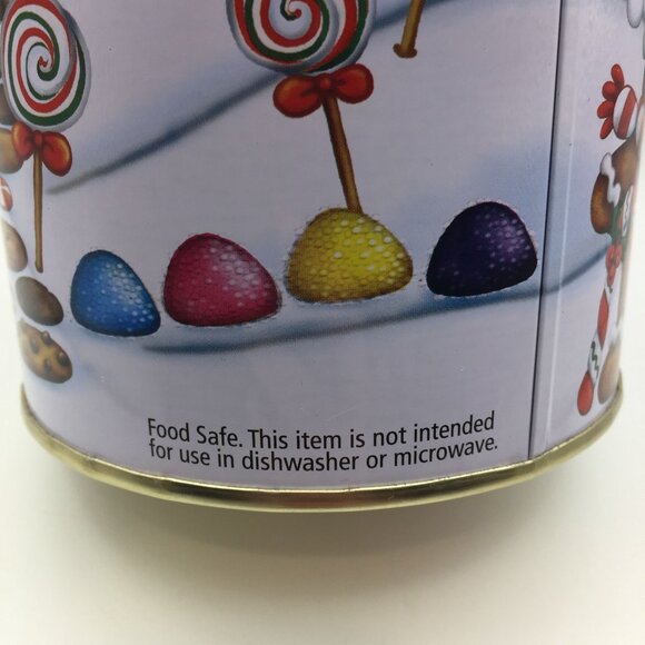 Santa's Workbench Large Round Red Canister Christmas Holiday Gingerbread Men 6" - Picture 4 of 12